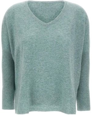 Not Shy Pull Faustine À Manches Côtelées Et Col V - Vert