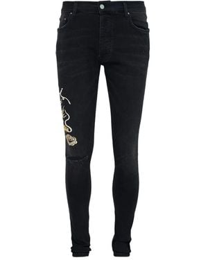 Amiri Dragon-Embroidered Jeans - Blue