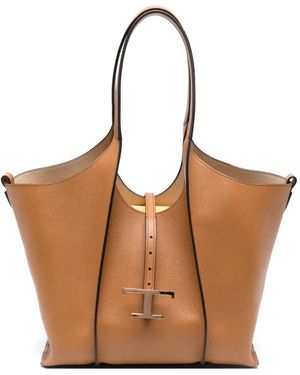 Tod's T Timeless Leather Tote Bag - Brown