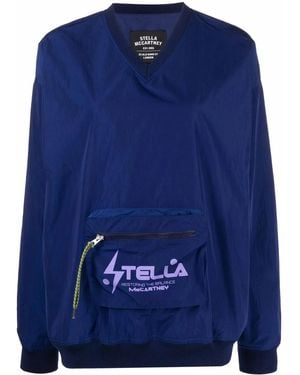 Stella McCartney V-Neck Pouch Pocket Sweatshirt - Blue