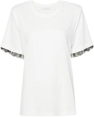 Rabanne Paillette-Embellished Crepe T-Shirt - White