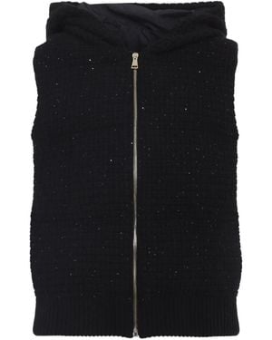 Fabiana Filippi Embellished Hooded Vest - Black