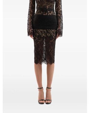 IMROSKA Lace-Panelled Pencil Midi Skirt - Black