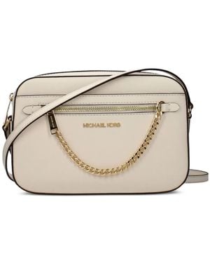 Michael Kors Large Jet Set Saffiano Leather Crossbody Bag - Natural