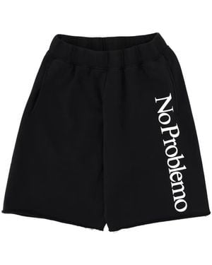 No Problemo Logo-Detail Shorts - Black