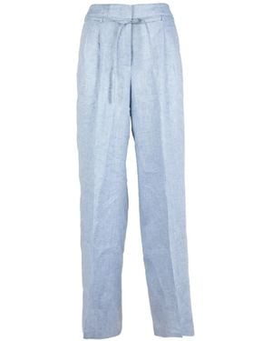 Peserico Belted Straight-Leg Pants - Blue