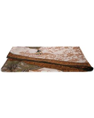 Pierre Louis Mascia Mixed-Print Piped-Trim Scarf - Brown