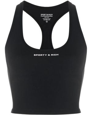 Sporty & Rich Logo-Print Crop Top - Black