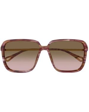 Chloé Geometric-Frame Sunglasses - Purple