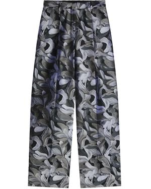 Dries Van Noten Floral-Print Tailored Trousers - Grey