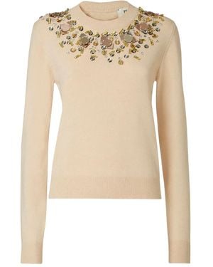 Fendi Crewneck Rhinestone Jumper - Natural