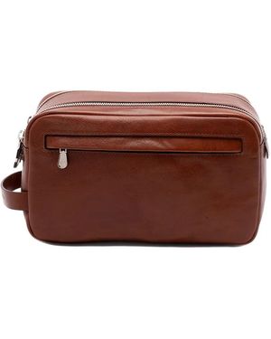 Brunello Cucinelli レザー トラベルポーチ - ブラウン