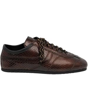 Dries Van Noten Snakeskin Leather Trainers - Brown