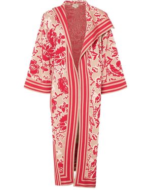 Temperley London Francis Floral-Pattern Striped Knit Cape - Red