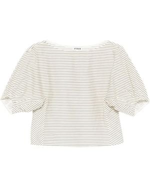 STAUD Striped Short-Sleeve Top - White