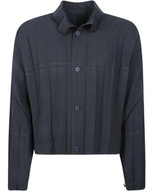 Homme Plissé Issey Miyake Pleated Button-Up Jacket - Blue