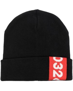 032c Tape Logo-Jacquard Beanie - Black