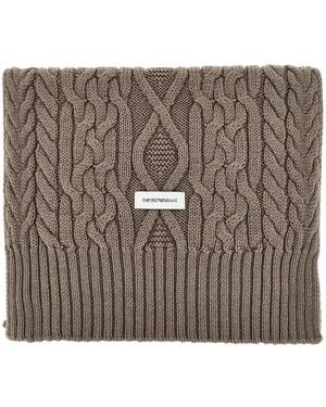 Emporio Armani Cable-Knit Snood Scarf - Brown