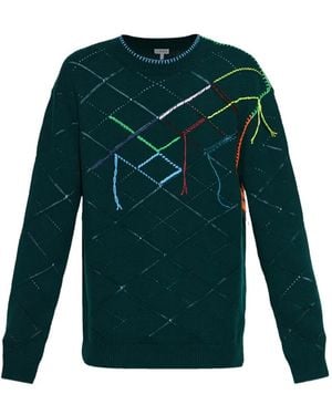 Loewe Multicolour Intarsia Jumper - Green