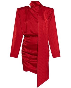 Gestuz X Barbie Logo-Jacquard Draped Dress - Red