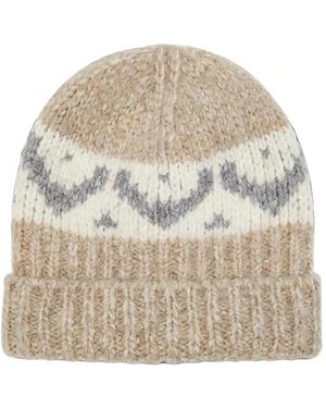 Peserico Fair Isle Chunky-Knit Beanie Hat - Natural