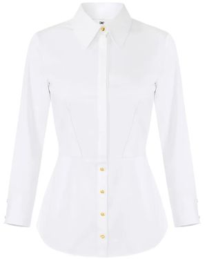 Elisabetta Franchi Peplum Button Shirt - White