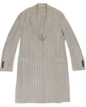Lanvin Striped Longline Coat - Gray