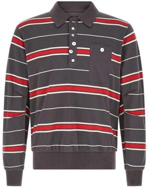 Undercover Striped Cotton Polo Shirt - Grey