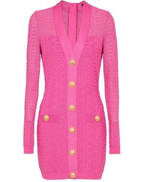 Balmain Pb Labyrinthe Mini Dress - Pink
