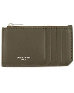 Saint Laurent Leren Portemonnee - Bruin