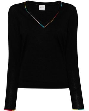 Paul Smith Fine Merino Wool V-Neck Sweater - Black