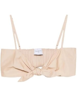 Isabelle Blanche Knot-Detail Spaghetti-Strap Top - Natural