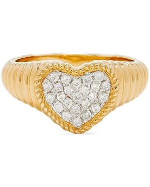 Yvonne Léon Bague Cœur Ornée De Diamants - Blanc