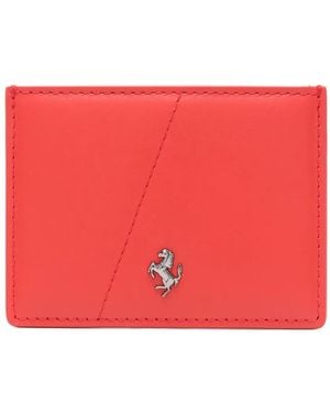Ferrari Logo-Plaque Leather Card Holder - Red