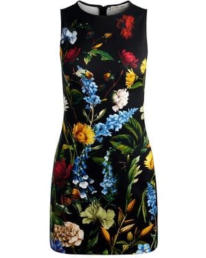 Alice + Olivia Floral Print A-Line Mini Dress - Black