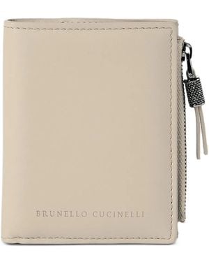 Brunello Cucinelli Logo-Stamp Bi-Fold Wallet - Natural