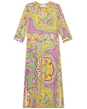 Maliparmi Robe Mi-Longue Hippie Lotus À Imprimé Cachemire - White