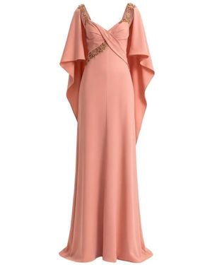 Gemy Maalouf Vestido Largo Con Tiras De Cuentas - Rojo
