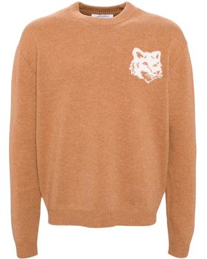 Maison Kitsuné Pullover Regular Inlay Fox Head - Brown