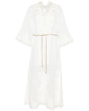 Zimmermann Indra Embroidered Lace-Trim Maxi Dress - White