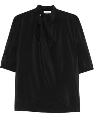 Lemaire Soft collar ruffled top - Schwarz