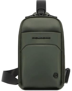 Piquadro Wollem Logo-Plaque Zip-Fastening Messenger Bag - Green