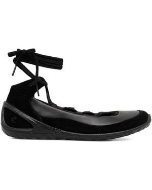 Ecco Biom Lite Lace-Up Ballet Flats - Black