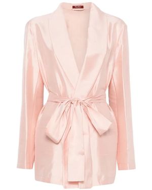 Max Mara Belted Shawl-Lapel Evening Suit - Pink