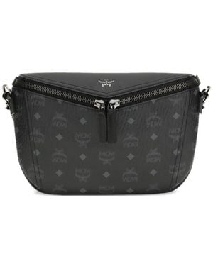 MCM Small Diamant 3D Logo-Printed Zip Messenger Bag - Black