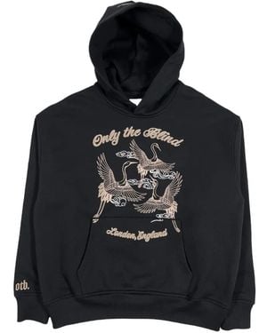 Only the Blind Embroidered Cotton Hoodie - Black