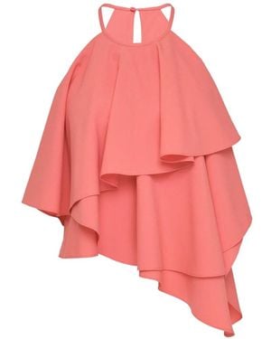 Club21 Collection Ruffled Asymmetric Top - Pink