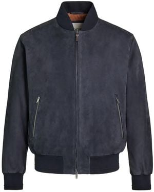 Tod's Brera Suede Zip-Fastening Bomber Jacket - Blue