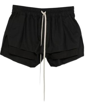 Rick Owens Tower Fog Boxers Drawstring Wool Shorts - Black