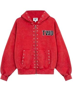 Twojeys Sudadera Con Capucha Y Apliques - Rojo